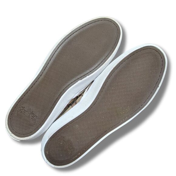 Coach Chrissy Sneakers 9.5 Beige Brown Jacquard Signature C Slip-On Shoes Loafer - Picture 8 of 11